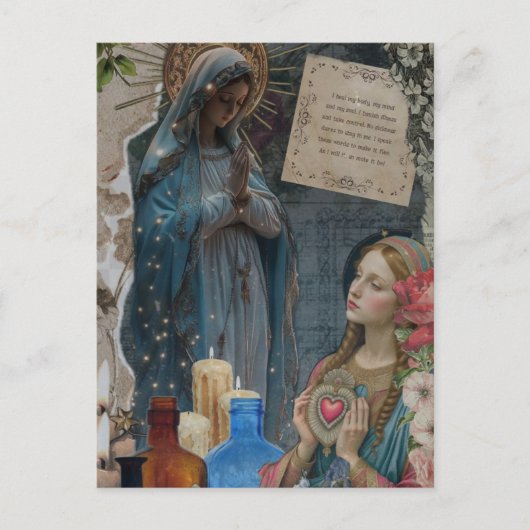 Mary Mixed Media Collage ポストカード (正面)