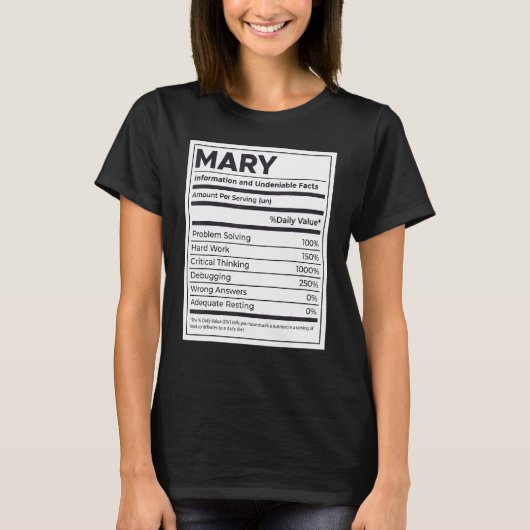 Mary Nutrition Information Problem Solving懸命W Tシャツ (正面)