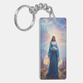 Mary of Nazareth Walking Alone – Christian Artwork キーホルダー (正面左)
