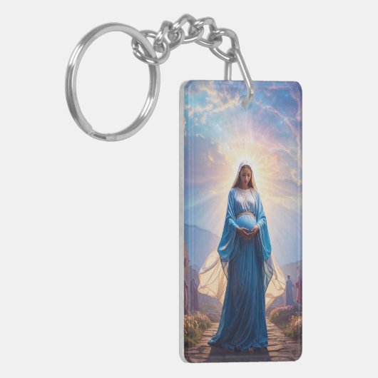 Mary of Nazareth Walking Alone – Christian Artwork キーホルダー (正面左)