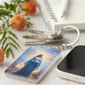 Mary of Nazareth Walking Alone – Christian Artwork キーホルダー (正面右)