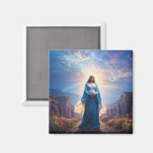 Mary of Nazareth Walking Alone – Christian Artwork マグネット (正面/裏面)