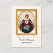 Mary Photoの汚れのないハート葬儀祈りの言葉カード プレイスカード (正面)