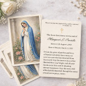 Mary Praying Catholic Funeral Memorial Holy Card - 名刺