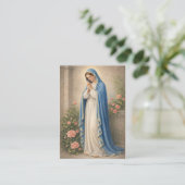 Mary Praying Catholic Funeral Memorial Holy Card - 名刺 (スタンド正面)