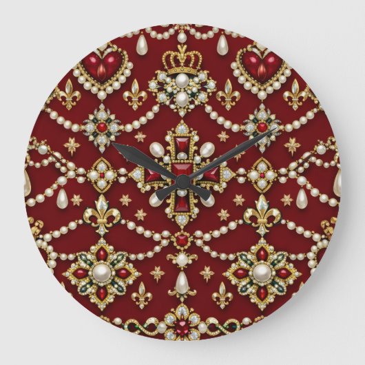 Mary Queen of Scots Inspired Design Magical Jewels ラージ壁時計 (正面)