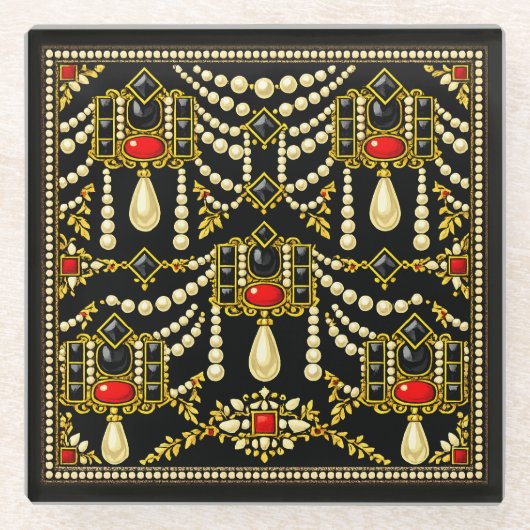 Mary Queen of Scots Jewells Inspired Design  ガラスコースター (正面)