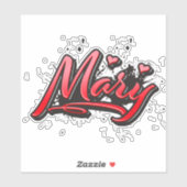 Mary red Heart Graffiti Aufkleber Sticker シール (シート)