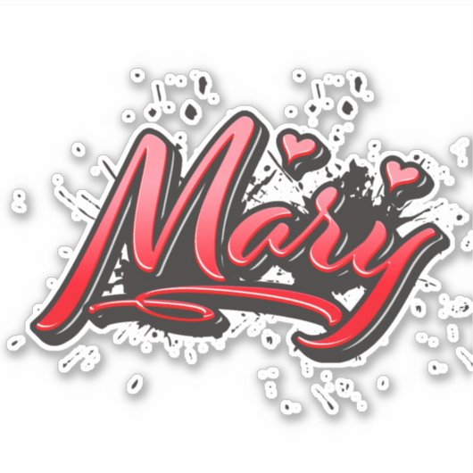 Mary red Heart Graffiti Aufkleber Sticker シール (正面)