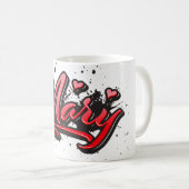 Mary red Heart Graffiti Tasse Kaffeetasse コーヒーマグカップ (正面右)