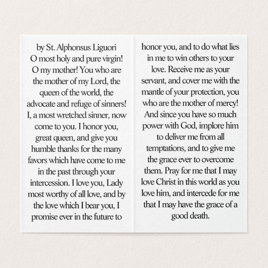 Mary, Refuge of Sinners Prayer Card  (内部フラット)