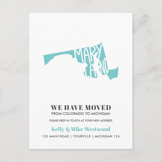 MARYLAND新しい住所を移動した新しいホーム ポストカード (正面)