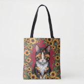Maryland Calico Cat And Black Eyed Susan Flowers トートバッグ (正面)