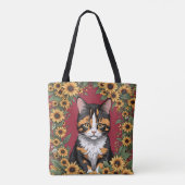 Maryland Calico Cat And Black Eyed Susan Flowers トートバッグ (裏面)