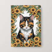 Maryland Calico Cat And Black Eyed Susan Flowers 缶バッジ (正面)