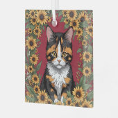 Maryland Calico Cat And Black Eyed Susan Flowers 1 ガラスオーナメント (正面左)