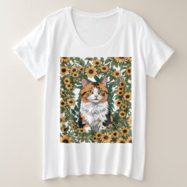 Maryland Calico Cat And Black Eyed Susan Flowers 2 プラスサイズTシャツ