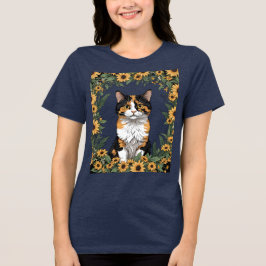 Maryland Calico Cat And Black Eyed Susan Flowers 4 トライブレンドＴシャツ