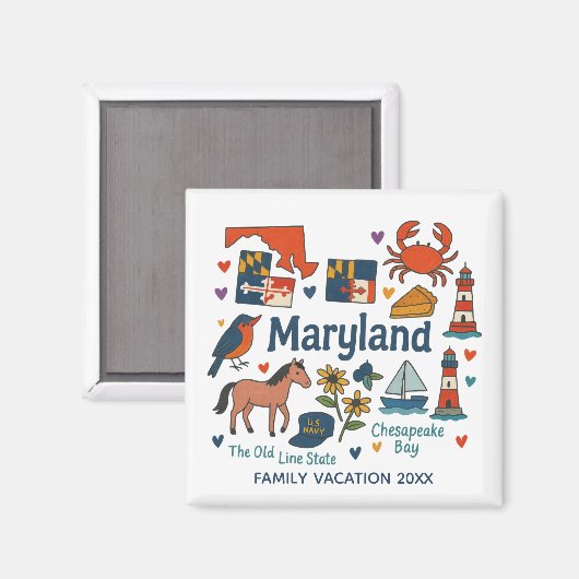Maryland  Family Trip Keepsake Personalized マグネット (正面/裏面)