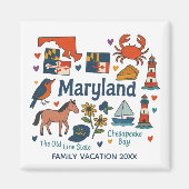 Maryland  Family Trip Keepsake Personalized マグネット (正面)