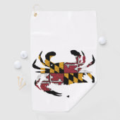 Maryland Flag Blue Crab Golf Towel ゴルフタオル (インサイチュ)