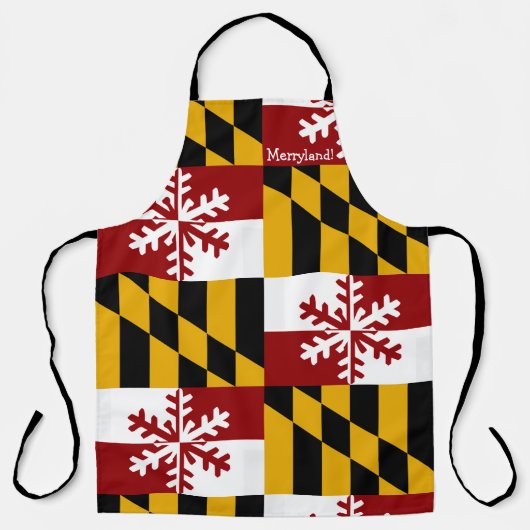 Maryland Flag Holiday Snowflake Apron エプロン (正面)