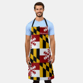 Maryland Flag Holiday Snowflake Apron エプロン (着用した状態)
