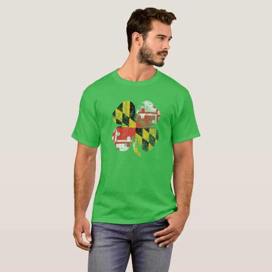 Maryland Flag Shamrock Irish St Patricks Day Coupl Tシャツ (正面フル)
