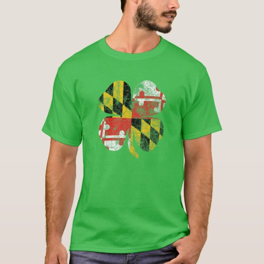 Maryland Flag Shamrock Irish St Patricks Day Coupl Tシャツ (正面)