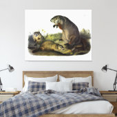 Maryland Marmot, Woodchuck, Groundhog by Audubon キャンバスプリント (インサイチュ (寝室))
