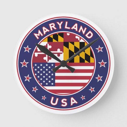 Maryland, Maryland sticker, phone case, bag ラウンド壁時計 (正面)
