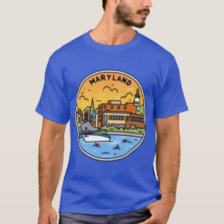 Maryland MD Illustrated Badge Retro Vintage Nature Tシャツ