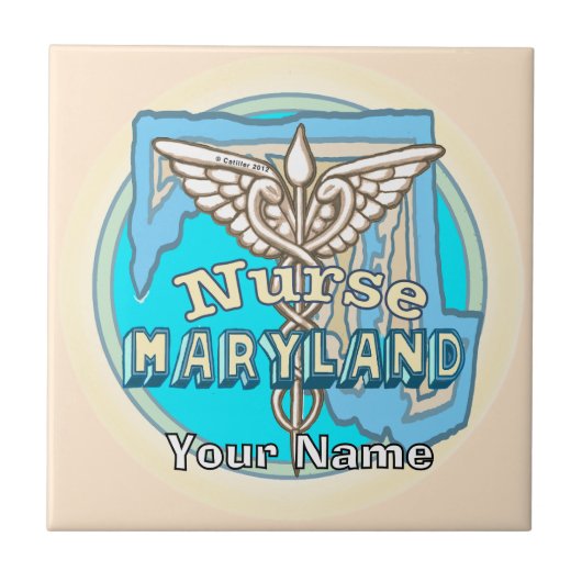 Maryland Nurse Caduceus Tile タイル (正面)