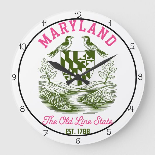 Maryland Old Line State Birds  ラージ壁時計 (正面)