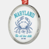 Maryland Old Line State Crab Graphic メタルオーナメント (左)