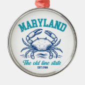 Maryland Old Line State Crab Graphic メタルオーナメント (正面)