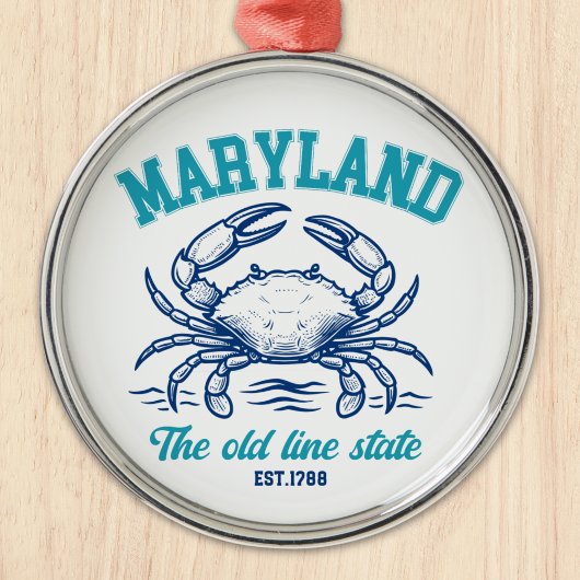 Maryland Old Line State Crab Graphic メタルオーナメント