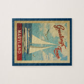 Maryland Sailboat Vintage Travel ジグソーパズル (横)