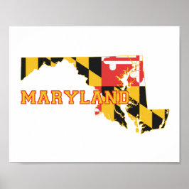 Maryland state Flag and Map ポスター