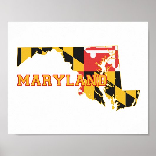 Maryland state Flag and Map ポスター (正面)