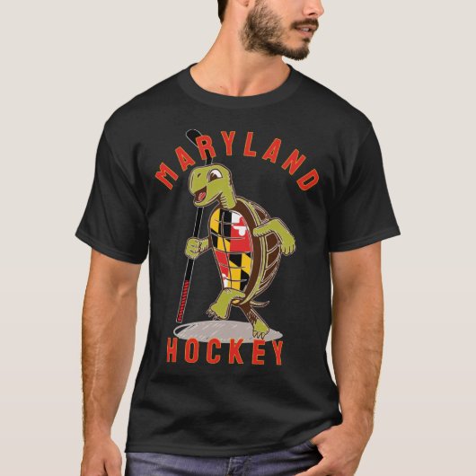 Maryland State Flag Turtle Hockey Baltimore Sports Tシャツ (正面)