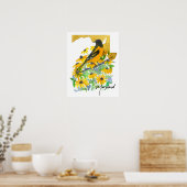 Maryland State Shape Baltimore Oriole Susans ポスター (キッチン)