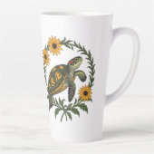 Maryland Terrapin And Black Eyed Susan Flowers カフェラテマグ (右)