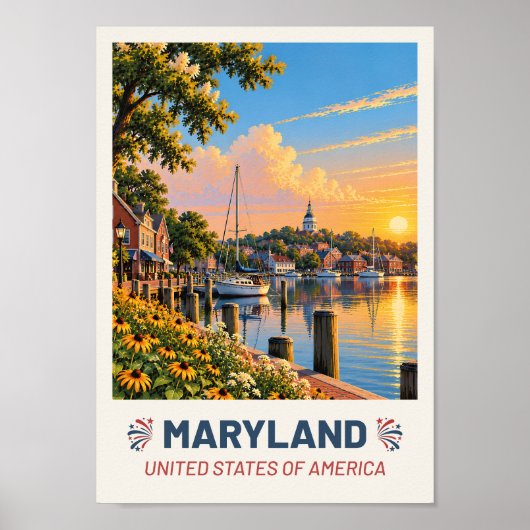 Maryland USA – Vintage Travel Poster ポスター (正面)