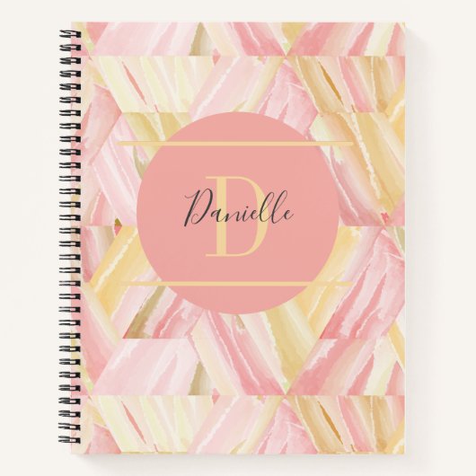 Marzipan & Wewakパターン抽象芸術モノグラム名 ノートブック (正面)