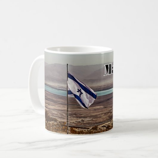 Masada View with Flag コーヒーマグカップ (正面左)