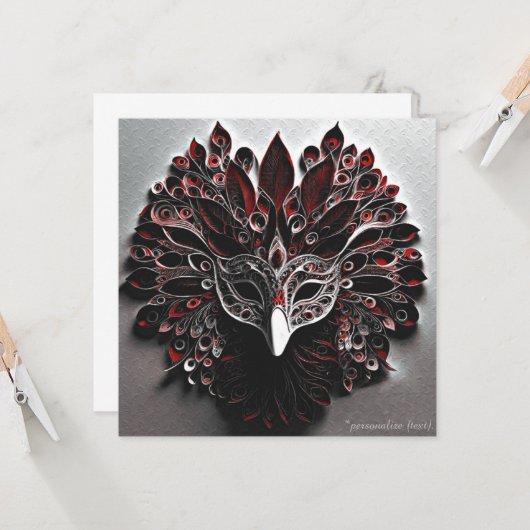 Máscara veneciana de pavo real rojo. カード (正面/裏面インサイチュ)