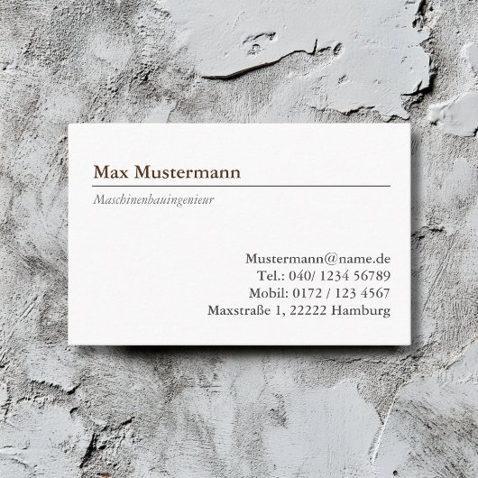 Maschinenbauingenieur Visitenkarte 名刺