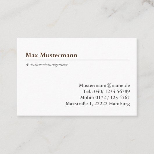 Maschinenbauingenieur Visitenkarte 名刺 (正面)