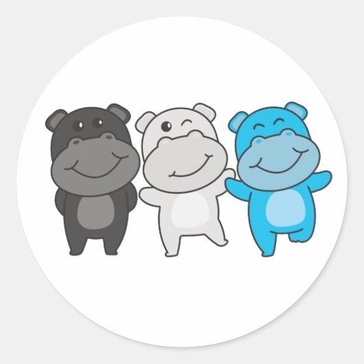 Mascic Flag Pride Lgbtq Cute Hippo Classic Round S ラウンドシール (正面)